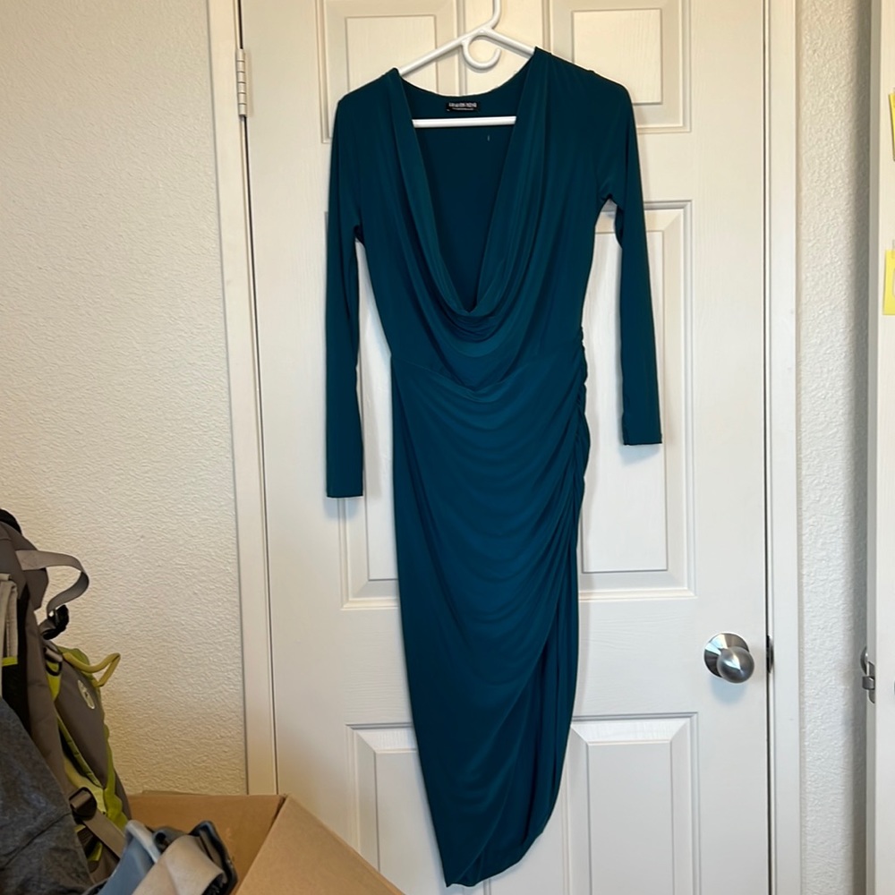 FASHION NOVA green deep V dress